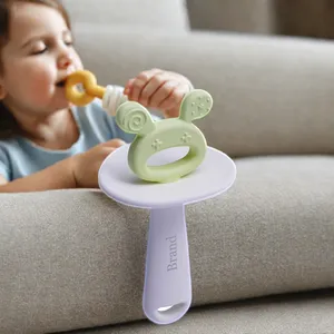 Mordedor suave personalizado para bebés, juguetes masticables sin BPA, mordedor de silicona para bebés con forma bonita
