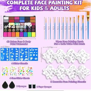Set de Pintura Facial de 42 Colores <span class=keywords><strong>para</strong></span> Maquillaje Corporal y Facial, Ideal <span class=keywords><strong>para</strong></span> Halloween y Pascua - Product Image 5
