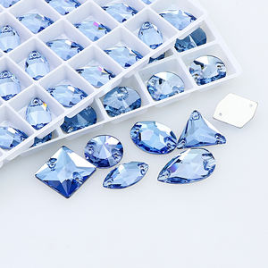 Dongzhou cristallo Color acquamarina strass di vetro Flatback all'ingrosso allentato cucire su perline di cristallo indumento accessori da te - Product Image 1