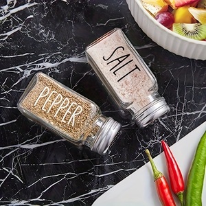 Cross-border seasoning bottle transparent <b>glass</b> square bottle seasoning jar for home use, cumin, barbecue seasoning bottle set - Product Image 3