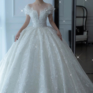 S0002H nouvelle <span class=keywords><strong>mariée</strong></span> <span class=keywords><strong>princesse</strong></span> petite <span class=keywords><strong>femme</strong></span> <span class=keywords><strong>enceinte</strong></span> traînant la <span class=keywords><strong>robe</strong></span> <span class=keywords><strong>de</strong></span> <span class=keywords><strong>mariée</strong></span> principale lourde <span class=keywords><strong>de</strong></span> luxe à texture haut <span class=keywords><strong>de</strong></span> gamme - Product Image 2