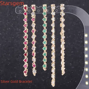 Starsgem toptan özelleştirilmiş fantezi güzel 6 ~ 8 inç 9k 10k 14k lab yetiştirilen elmas yakut safir moissanite altın bilezik