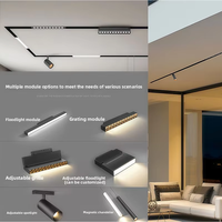 Système d'éclairage de rail linéaire magnétique moderne à LED en aluminium 48V pour plafond, projecteur pour intérieur, salon/bureau