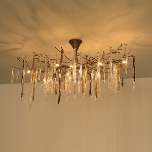 2023 all'ingrosso sconti in contanti rame oro moderno cristallo forcella soffitto lampadario - Product Image 2