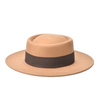 Chapeau en feutre de laine pure pour femme, noir, à bord plat, style jazz français, rétro, élégant, pour l'automne et l'hiver, idéal pour les banquets et la mode.