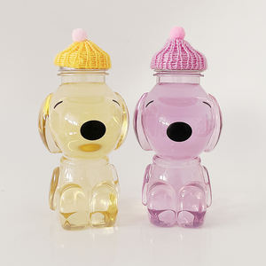 Monouso trasparente forma di cane Pet bottiglie di plastica per bere freddo birra caffè e latte tazza di tè imballaggio con coperchio sigillo - Product Image 4