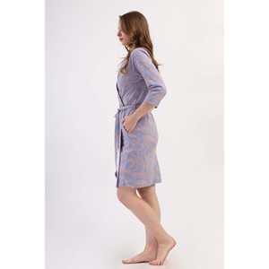 Robe de chambre de luxe pour femme à manches 3/4 avec poches, logo personnalisable, en spandex respirant, grande taille, imprimé uni, pour l'hiver - Product Image 3