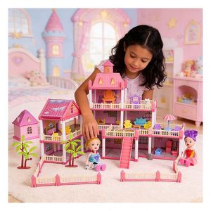 Pet Palace Dollhouse Mansion with Puppy <b>Slide</b> Elevator Balcony Furniture Story Gift for Kids Unisex Family Fun Play <b>Plastic</b> - Product Image 4