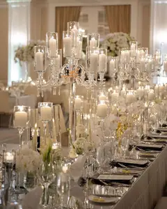 Usine bougeoirs en cristal faveurs de mariage avec cristaux suspendus grand mariage cristal candélabres centres de table