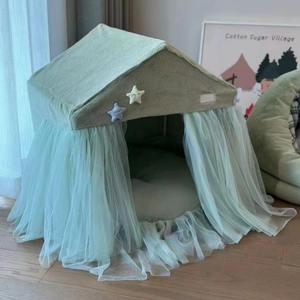 All Seasons Cat/<strong>Dog</strong> Condo Sustainable Royal Bed <strong>Igloo</strong> with Lace Decor Detachable and Washable Winter Haven Cozy Pet Haven - Product Image 5