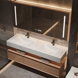 Juego de tocador impermeable para hotel moderno, muebles de baño debajo del fregadero con escurridor de cobre, diferentes tamaños disponibles - Product Image 6