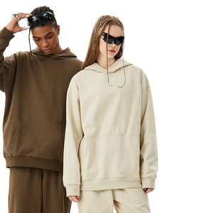 Sweat à capuche unisexe personnalisé avec logo du fabricant, épais, de haute qualité, en coton bouclette, coupe oversize, épaules tombantes, pour homme - Product Image 2