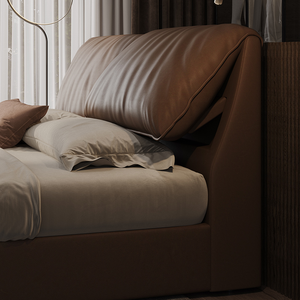 Nuovo Letto a Orecchio d'Elefante 2025 in Vera Pelle di Lusso Moderno 2m x 2.2m per Camera Matrimoniale con Doppio Contenitore Design Elegante in Pelle Pieno Fiore - Product Image 3