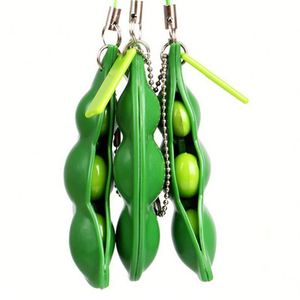 Porte-clés anti-stress en forme de coque de pois, jouet à presser Edamame, nouveauté décompression, cadeau promotionnel - Product Image 4