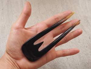 Épingle à cheveux artisanale en corne de buffle naturelle, lisse et polie, accessoire de coiffure traditionnel pour femmes et hommes, solide et durable - Product Image 3