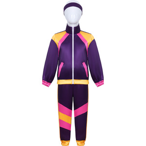 Survêtement pour filles, violet, jaune, rose, respirant, vêtements de sport pour la danse, pour fête à thème rétro des années 80, vêtements de performance - Product Image 3