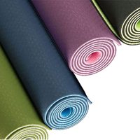 Zweifarbige TPE-Yogamatte, Rutschfest Stoßabsorbierend, Geruchlos, Dick & Breit für Heimtraining