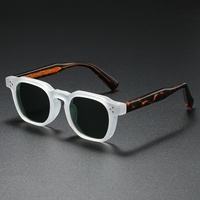 Nouvelles Lunettes de Soleil Polarisées 2025 à Monture Carrée Intégrale en Acétate, Style Épinglée Tendance, Design Beige Épinglé, Unisexe, Style Européen