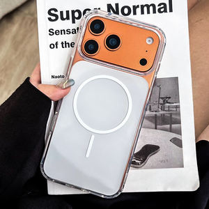 Nueva Funda de Teléfono Transparente Simple y Moderna con Anillo Magnético a Prueba de Golpes para PC, Color Puro, para 17 Pro Max - Product Image 4