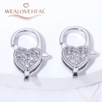 Connecteurs de Fermeture Cœur en Laiton Plaqué Or 18K Incrustés de Zircon Cubique pour Bijoux, Fermoirs pour Bracelets, Accessoires de Fabrication DIY