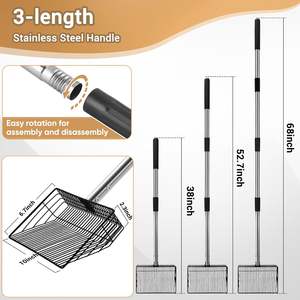 Ekstra uzun kedi kumu kepçesi tavuk Coop alüminyum alaşım olmayan bükme ayarlanabilir temizleme kürek Pet malzemeleri tavuk Poop Scooper - Product Image 2