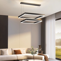 Lustre carré noir à LED moderne, luminaire suspendu géométrique contemporain pour salle à manger, îlot de cuisine, restaurant