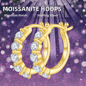 Fine Jewelry Mini Classic Brilliant Cut White Moissanite <b>Hoop</b> <b>Huggie</b> <b>Earrings</b> Rhodium Plated 925 Sterling <b>Silver</b> GRA Certified - Product Image 2