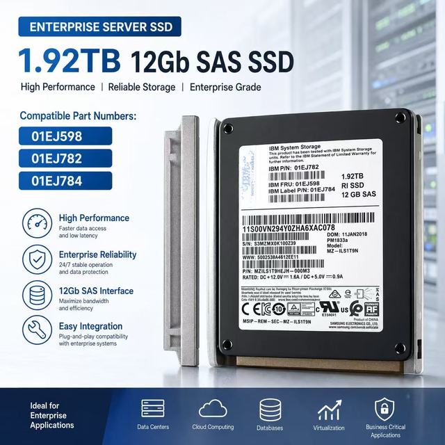 01EJ598 IBM 01EJ782 01EJ784 1.92TB 12Gb SAS SSD 2.5" External Drive