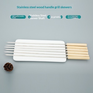Brochetas <span class=keywords><strong>de</strong></span> acero inoxidable 304 personalizadas al por mayor con mangos <span class=keywords><strong>de</strong></span> madera, varillas <span class=keywords><strong>de</strong></span> acero reutilizables y engrosadas <span class=keywords><strong>de</strong></span> longitud extendida para asar cordero. - Product Image 6