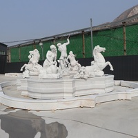 Fontaine d'eau, Statue de cheval en marbre blanc, bon marché, pour le jardin