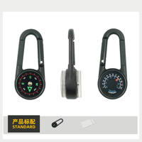 Kompas Termometer JAXY KY-DC27T Tahan Air untuk Luar Ruangan, Carabiner Dua Sisi, Penunjuk Dial Laser, Dapat Dicetak, Logam, untuk Berkemah