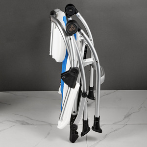 Chaise de douche portable en alliage d'aluminium, capacité de charge de 150 kg, pliable à un bouton avec accoudoirs pour personnes âgées et femmes enceintes - Product Image 1