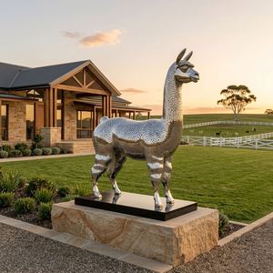 Escultura de Alpaca de Acero Inoxidable Personalizada, Decoración Moderna con Temática Animal para Exteriores, Regalo para Parques y Plazas - Product Image 5