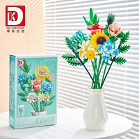 Fomantic bricolage blocs de construction ensembles 600 pièces Rose séché Bouquet modèle en pot jouet plante Illustration maison ornement pour cadeau de vacances
