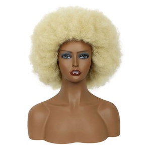Peluca Sintética para Mujer FH, Transpirable, Rubia 613, Estilo Afro, Simulada - Product Image 4