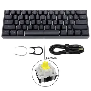 <span class=keywords><strong>SK61</strong></span> Gk61 Portable <span class=keywords><strong>60</strong></span>% clavier mécanique Gateron commutateurs optiques rétro-éclairé clavier de jeu filaire interchangeable à chaud pour PC - Product Image 2