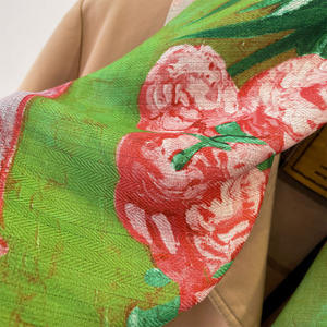 Automne marque de luxe coton laine soie Hijab écharpe femmes velours carré foulards imprimé châles enveloppes cheveux couverture foulard femmes - Product Image 5