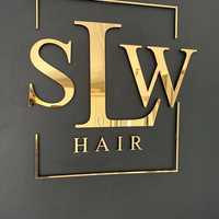 Lettres en acrylique découpées au laser pour logo 3D, enseigne de salon de beauté et d'accueil, lettres en métal dorées effet miroir 3D