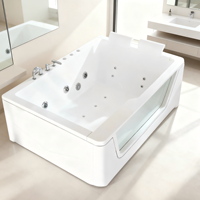 Baignoire rectangulaire moderne et traditionnelle en acrylique, écologique, idéale pour appartement, avec robinet de douche intégré et fonction de massage par air