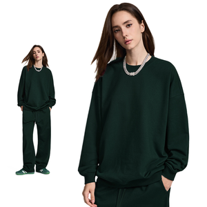 Felpa con Cappuccio e Maglione Oversize Unisex, Girocollo, Misto Cotone-Poliestere, Pile Francese, Tinta Unita - Product Image 3