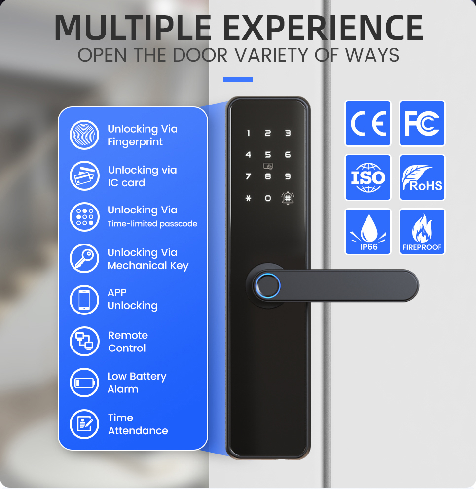 Locstar Security Free Shipping Airbnb Home Cerradura Digital Gold Color Smart Door Lock Work With Alexa For Apartment Buildings · image 2
