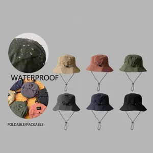 Men Women Summer Foldable Sun Safari Hat Packable Waterproof Nylon Hiking Hat Outdoor Adjustable Fisherman Bucket Hat