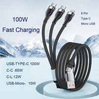 PD 100W 3 en 2 USB Micro Multi USB Cable de carga rápida para iPhone Samsung Cable de cargador rápido