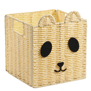 Panda Cube <strong>Dog</strong> Bins Stackable Children's <strong>Toy</strong> <strong>Hand</strong>-<strong>Woven</strong> Paper <strong>Rope</strong> Storage Baskets Foldable Storage With Built-in Handle - Product Image 2