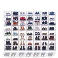 Citylife Kotak Sepatu Sneaker Drop Depan Plastik Bening, Penyimpanan Sepatu Tumpuk Transparan Organizer Kotak Sepatu