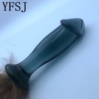 Sumbat Anal Kaca Kristal Penis Buatan Titik-G Pijat Prostat Manik-manik 300mm 300g untuk Pria Dewasa Wanita Mainan Seks Ramah Gay