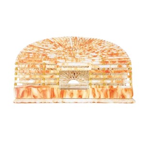 Women Acrylic Fan-Shaped <b>Clutch</b> Hollow Slatted Half Moon Hard Case Handbag for <b>Wedding</b> Cocktail Party - Product Image 6