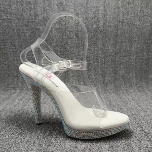 Nuovo Stile Sandali Bikini Sexy con 2 Diamanti Frontali e 12 Posteriori in Vera Pelle, Punta Aperta, Tacco Ultra Alto, Antiscivolo - Product Image 2