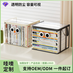 Transparent <b>Foldable</b> Storage <b>Box</b> For Books Rectangle Dustproof Waterproof Office Organizer Living Room Use Mysterious Black - Product Image 4