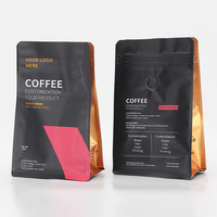 Sacs d'emballage pour grains de café avec logo personnalisé, directement de l'usine, valve de dégazage unidirectionnelle, pochette à fond plat refermable